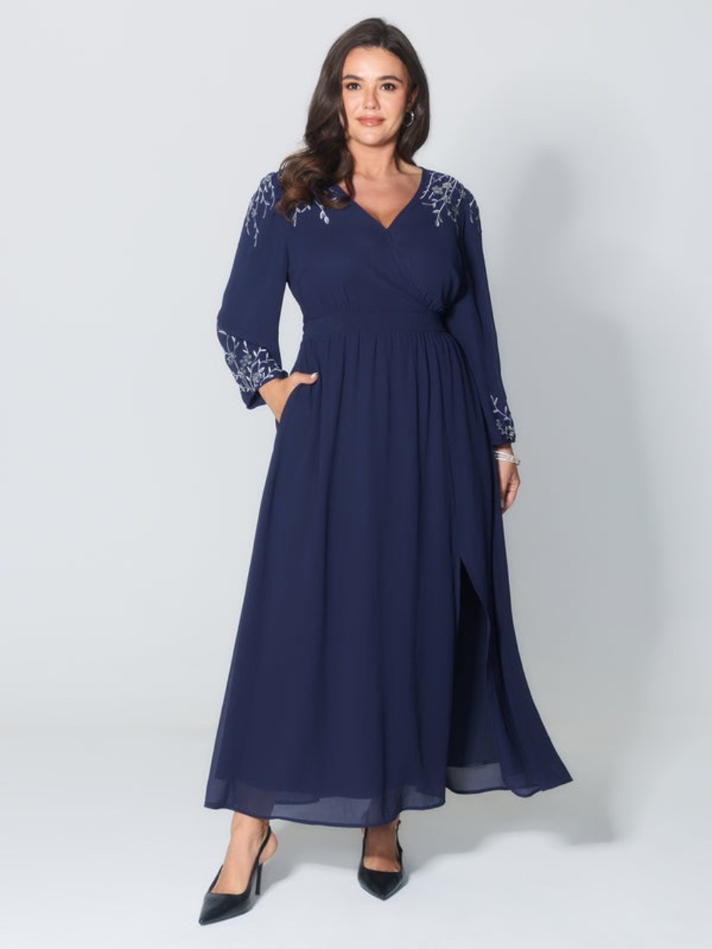 Bloomchic 26 Navy Embroidered Maxi Dress